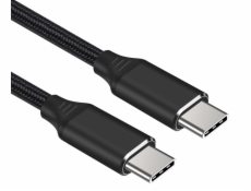 Kabel USB-C M/M, 240W 480Mbps černý bavlněný oplet, 0,5m