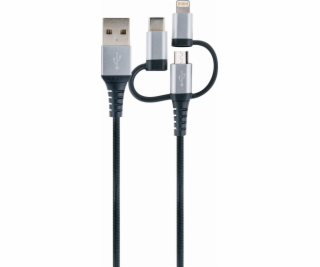 Kabel USB Schwaiger USB-A - USB-C + microUSB + Lightning ...