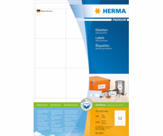 Herma Premium Labels 4617, A4, White, 70 x 67,7 mm, matný...