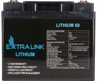 ExtraLink LifePo4 60AH baterie 12.8V BMS ex.30448