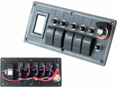 Turboworks Panel Alu Switchs, on-OFFX5, 1xz, BA 3x5a 2x10a 1x15a IP68