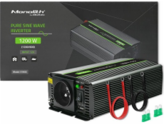 Převaděč monolitního napětí Qoltec 600 W | 1200 W | 12V na 230V | Čistý sinus