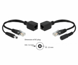 Delock Súprava pasívneho adaptéra PoE RJ45 DC 5,5 x 2,5 mm