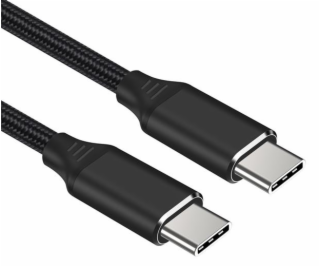 Kabel USB-C M/M, 240W 480Mbps černý bavlněný oplet, 1,5m