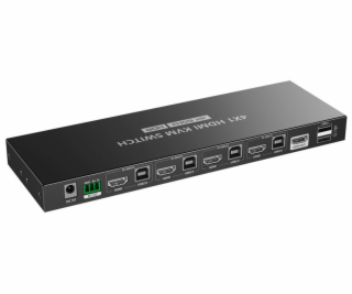 PremiumCord 4K@60Hz HDMI2.0 KVM switch 4:1 s dálkovým ovl...