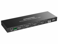 PremiumCord 4K@60Hz HDMI2.0 KVM switch 4:1 s dálkovým ovladačem