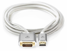 NEDIS PROFIGOLD HDMI kabel/ konektor HDMI - DVI-D 24+1 zástrčka/ bavlna/ stříbrný/ BOX/ 2m