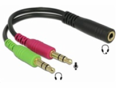 PREMIUMCORD Adaptér 4pólový jack3,5mm pro sluchátka a mikrofon, 30cm