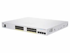 Cisco switch CBS350-24FP-4G, 24xGbE RJ45, 4xSFP, fanless, PoE+, 370W - REFRESH