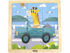 Dřevěné puzzle pro nejmenší Viga 9 ks Auto