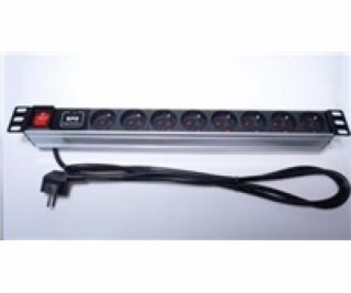 PremiumCord PDU 19 "1U, 8x230V, 2m kábel, vypínač, prepäť...