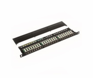 Patch panel Cat.5e 24p.1U, STP, 19 ", čierny, vyviazanie