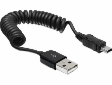 DeLock kábel USB 2.0 A samec&gt; USB mini samec, krútený kábel