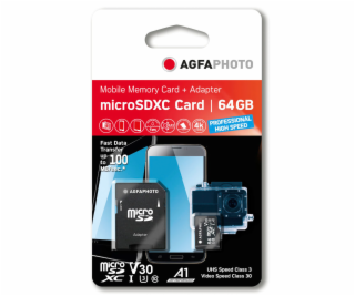 AgfaPhoto MicroSDXC UHS I   64GB Prof. High Speed U3 V30 A1