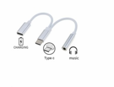 PremiumCord Převodník USB-C na audio konektor jack 3,5mm female + USB typ C konektor pro nabíjení