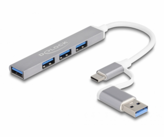 Delock 4 portový tenký USB Hub s USB Type-C™ nebo USB Typ...