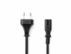 NEDIS napájecí kabel pro adaptéry/ Euro zástrčka - konektor IEC-320-C7/ přímý-přímý/ dvoulinka/ černý/ 1m