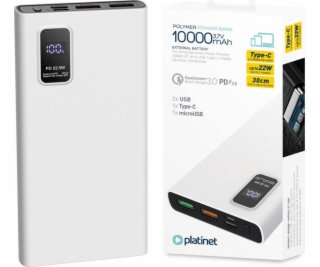 Platinet Power Bank PMPB10WQC726W 10000mAh PD3.0 QC3.0 di...