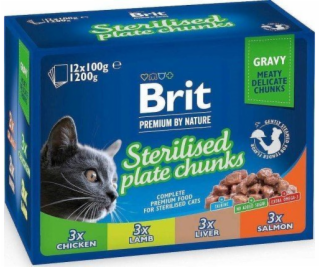 Brit Premium Cat Pouches Sterile Plate 1200 (12x100g) kap...