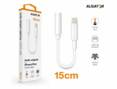 Audio adaptér Aligator Lightning / 3,5mm Jack, 15cm, bílý