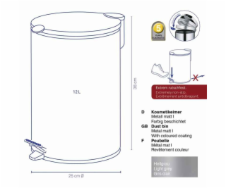 KELA Koš odpadkový Mats  šedá 12l KL-10640