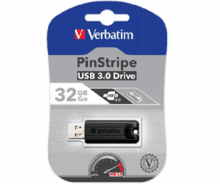 VERBATIM Flash Disk PinStripe USB 3.0, 32GB - černá