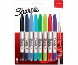 1x8 Sharpie Twin Tip Permanent- marker UF + F 8 colours