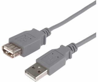 Kábel USB Kábel USB (2.0), USB AM - USB AF, 3m, szary