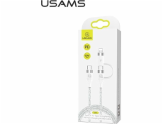 USB usams Djams kabel pletený kabel U31 USB-C na USB-C /Lightning 60W PD Fast Charge Biały /White SJ403USB02 (US-SJ403)