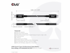 Club3D Kabel USB4 Gen3x2 Type-C Oboustranný kabel 8K60Hz, Data 40 Gbps, PD 240W(48V/5A) EPR M/M 2m