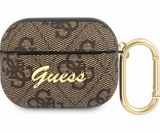 Guess 4G Script PC/PU Pouzdro pro Airpods Pro Brown Nové