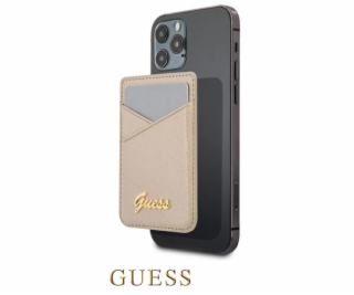 Guess Saffiano Cardslot Metal Logo zlatá Nové