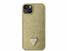 Guess Rhinestones Triangle Metal Logo Kryt pro iPhone 14 zlatý Nové