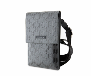 Karl Lagerfeld Saffiano Monogram Wallet Phone Bag stříbrn...