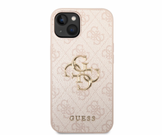 Guess PU 4G Metal Logo Zadní Kryt pro iPhone 14 Pink Nové