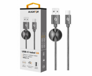 Datový kabel ALIGATOR PREMIUM 2A, USB-C, 1m, černý