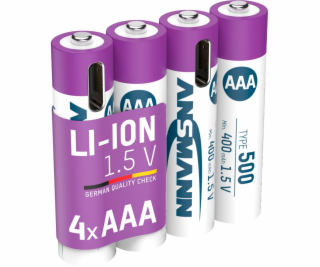 1x4 Ansmann Lithium Akku Micro AAA 400mAh + Cable     131...