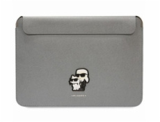 Karl Lagerfeld Saffiano Karl and Choupette Computer Sleeve 14  Silver Nové