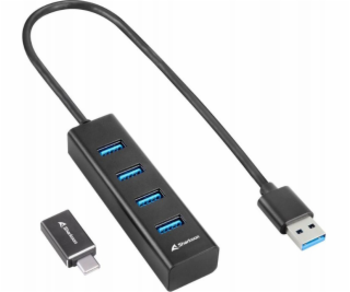 Sharkoon 4-Port USB 3.2 Gen 1 Aluminium Hub, USB-Hub 4044...