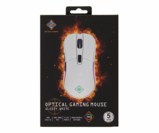 DELTACO GAM-085-W GAMING, Myš, USB, biela