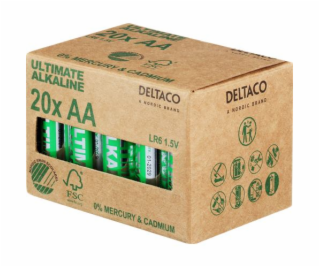 DELTACO ULTIMATE, Batérie alkalické AA, LR06 20ks