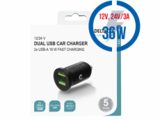 DELTACO USB-CAR128, Autonabíjačka 2x USB 2.0, či