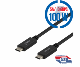 DELTACO USBC-1402M, Kábel USB-C/USB-C, 100W, 1m