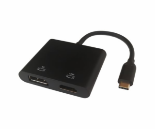 DELTACO Adaptér USB Type C/HDMI, DP, čierny