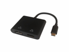 DELTACO Adaptér USB Type C/HDMI, DP, čierny