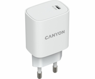 CANYON nabíječka do sítě H-20-02, 1x USB-C PD 20W, bílá