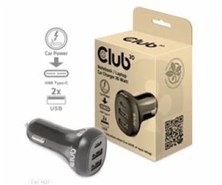 Club3D Auto nabíječka pro Notebooky 36W, 3 porty (2xUSB-A...