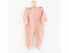 Kojenecký mušelínový overal s kapucí New Baby Comfort clothes růžová