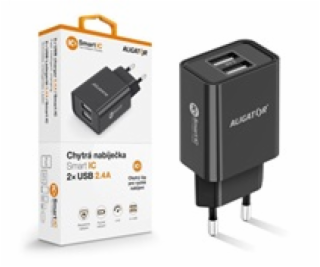 Aligator síťová nabíječka, 2x USB, smart IC, 2,4 A, černá