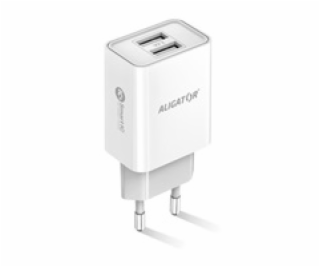 Aligator síťová nabíječka, 2x USB, smart IC, 2,4 A, bílá